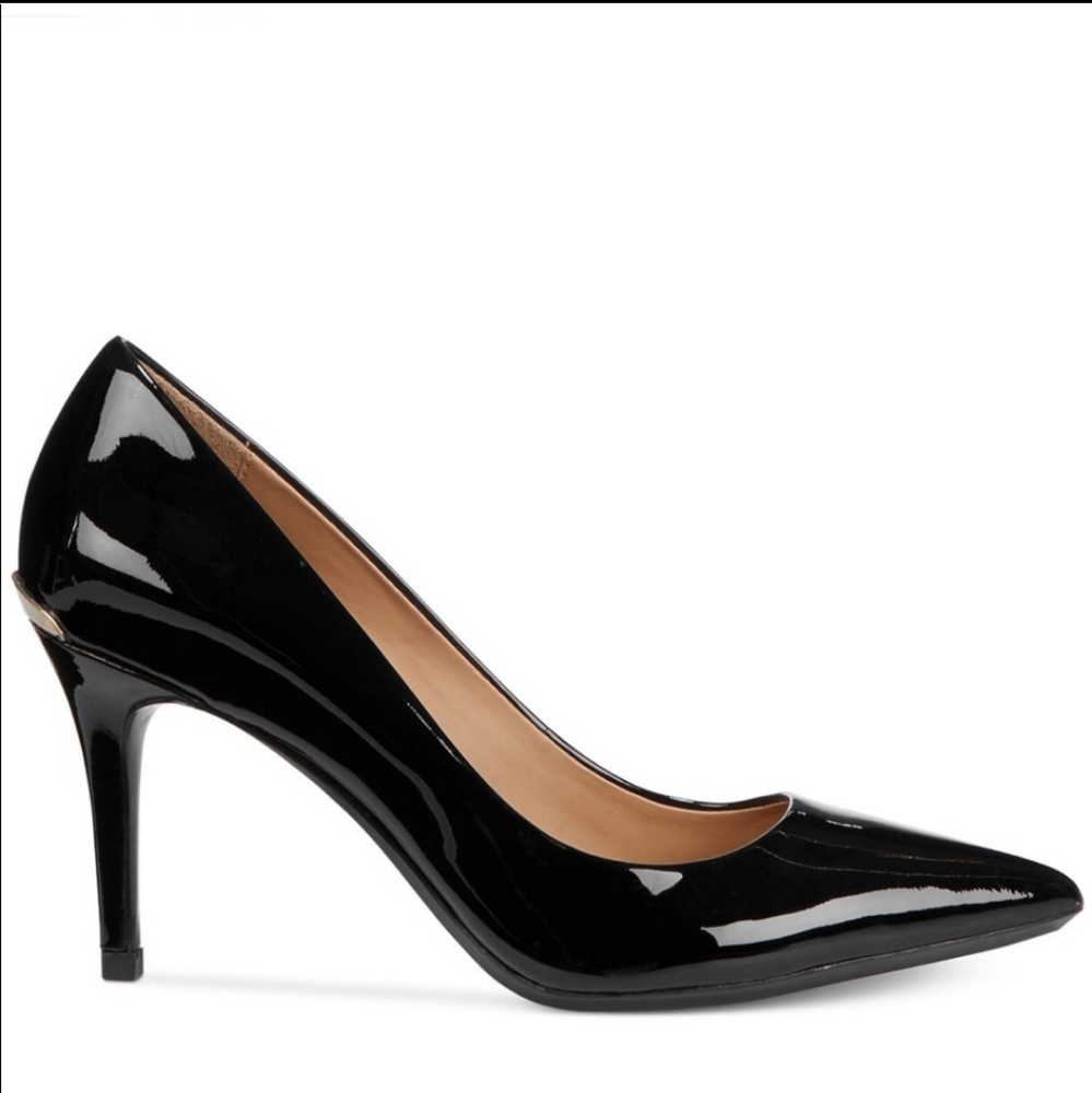 Calvin Klein Gayle Point Toe Pump Black Patent